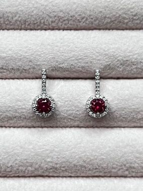 E038 | Genuine Ruby & Moissanite Drop Earrings